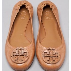 Tory Burch Reva-Tumbled Leather Ballet Flats